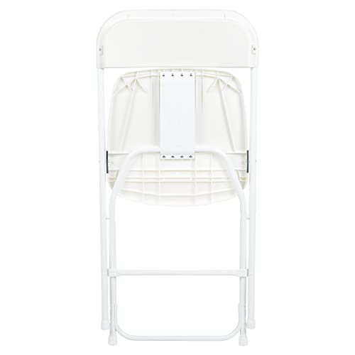 White Plastic Folding Chairs Set of 6 - Heavy Duty Stackable Event Seating