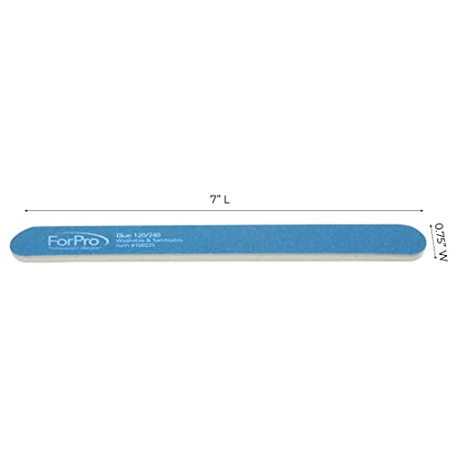 ForPro Professional Collection Blue Foam Board, 120/240 Grit, Mylar Manicure and Pedicure Nail File, 7¡± l x .75¡± w, 50 Count