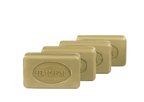 Pack of 4 Fer à Cheval Pure Olive Marseille Soap Bars - Natural Hypoallergenic French Olive Oil Soap