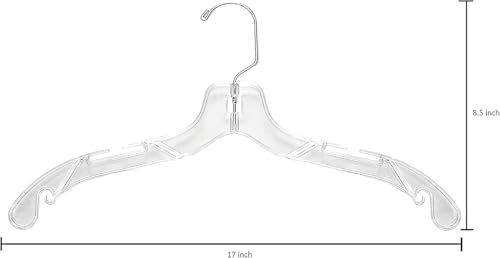 100 Pack Clear Plastic Shirt Hangers - Durable Closet Organization