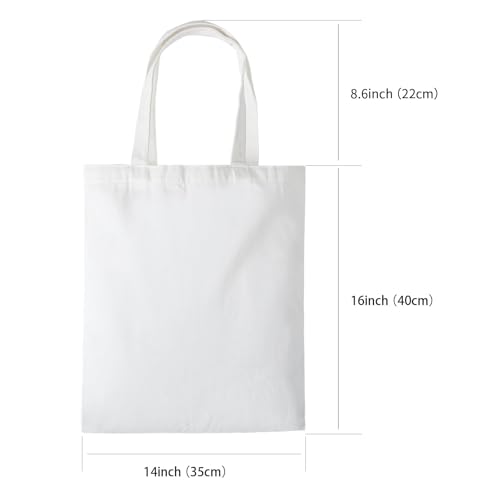 60 Pack Sublimation Canvas Tote Bags 14x16 Inch Reusable Grocery Bags for Heat Transfer DIY Crafting White