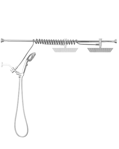 KaiwayInno Chrome Rainfall Shower Head & Handheld Combo with Adjustable Slider, 2-in-1 Dual Shower System