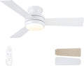 42 Inch Flush Mount Low Profile Ceiling Fan with Light - White / Flush Mount