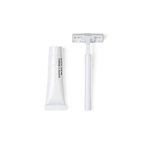 Bulk 50 Pack Hotel Shaving Kits with Razors & Moisturizing Cream - Individually Boxed