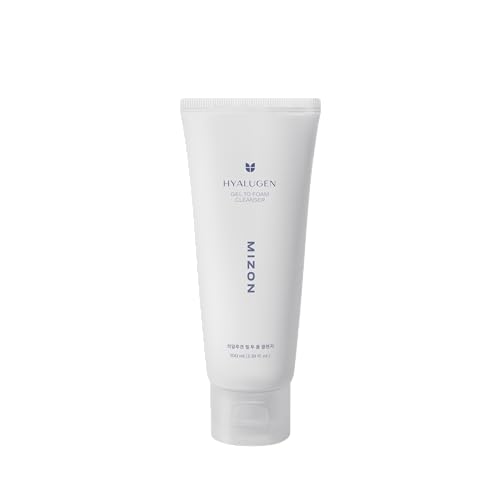 MIZON Hyalugen Gel To Foam Cleanser Collagen Hyaluronic Acid Hydrating Hypoallergenic Face Wash for Dry Skin Moisturizing Korean Skincare(100 ml/3.38 fl. oz)