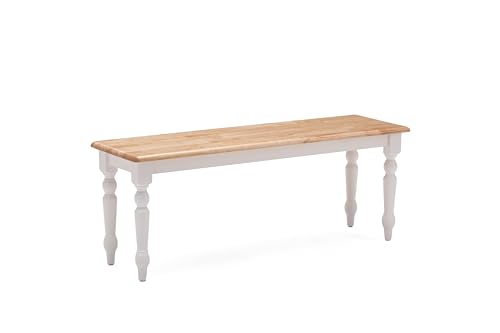 Farmhouse Dining Bench - Cream/Natural Rubberwood Entryway & Kitchen Seating - Variation of THIS listing