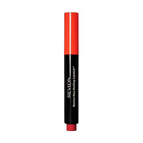 Revlon x WW84 Wonder Woman Kiss Melting Shine Lipstick, Moisturizing Non-Sticky Lipcolor with Coconut Oil and Shea Butter, in Red, 001 Courageous, 0.64 oz