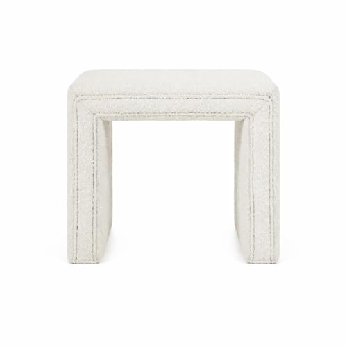 HomePop 19-Inch Cream Boucle Channel Tufted Ottoman - Modern Footstool, 18.5 x 18.5 x 16.5 Inches Variation of Cream Boucle