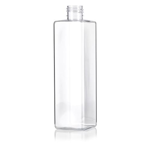 8 oz / 250 ml Clear Plastic PET Square Bottle (BPA Free) with Gold Lotion Pump (6 Pack)