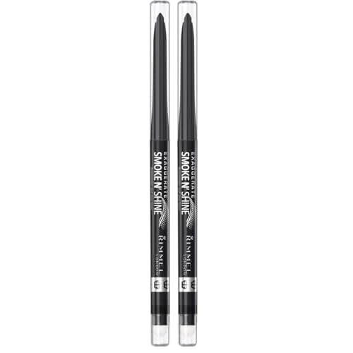 Rimmel London Exaggerate Smoke n' Shine Eye Definer Eyeliner, Long-Wearing, Gel Formula, Flake-Free, 001, Little Black Smokey, 0.01oz (Pack of 2)