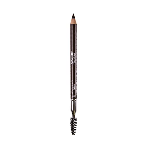 Pink Up | Brow Liner | Precise application & intense color | Long-lasting smudge-proof formula | Eyebrow pencil | Makeup | Built-in brush for blending | Black | Model PKBB03