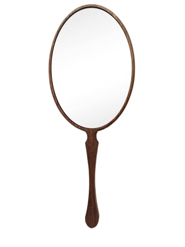 Walnut Wood Hand Mirror for Makeup & Grooming - Multi-Purpose Portable Mirror