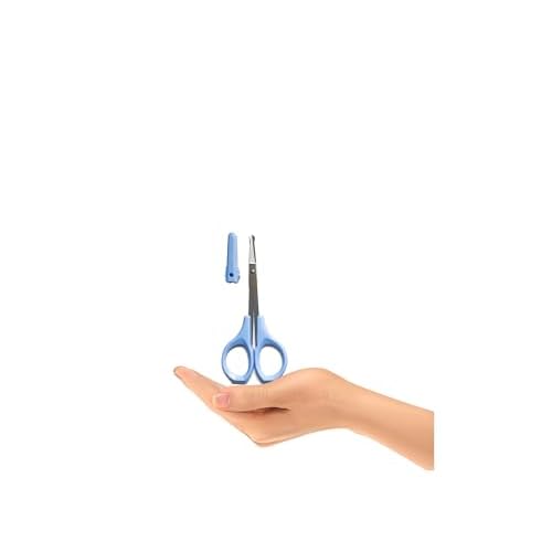 SHINING CROWN 4 Inch Premium Nose & Ear Hair Scissors, Safety Blades with Rounded Tip for Trimming Kid's & Adult's Nails, Facial & Eyebrow Hair