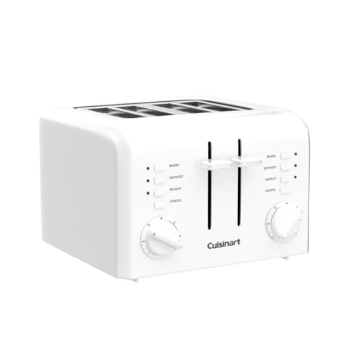 Cuisinart 4-Slice Compact White Toaster - Bagel, Defrost, Reheat, Shade Control