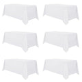 White 6 Pack Table Cloth 90x132 Inch for 6ft Rectangle Tables - Wrinkle & Stain Resistant