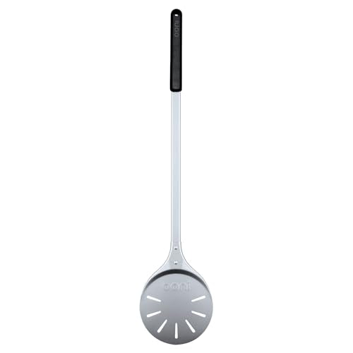 Large Aluminum Pizza Turning Peel - 7 Inch Perforated Metal Pizza Peel with Long Handle