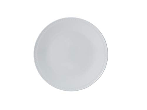 Mikasa Loria 16-Piece Dinnerware Set for 4 – White Bone China, Embossed Bead, Microwave & Dishwasher Safe (Brown Box Variant)