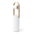 Modern Toilet Paper Holder with Storage - Holds 3 Rolls, White/Natural