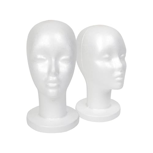 11.4-Inch White Styrofoam Mannequin Head for Wigs & Display 2 Pack - Salon Use