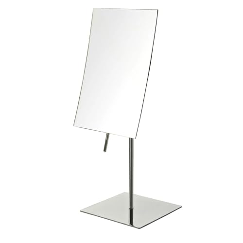 JERDON Rectangular Tabletop Makeup Mirror - 3X Magnification with Polished Stainless Steel Finish - 5-inch by 8-inch Vanity Mirror ? Pivot Adjustment - Model JP358C