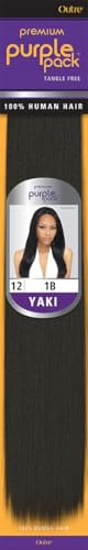 Outre 100% Human Hair Yaki Pack - 12 Inch Off Black 1B - Tangle-Free, Low Maintenance