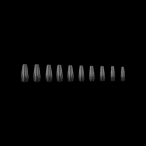 French Gel-X Sculpted Coffin Nail Tips - Clear, 11 Sizes, 30 Pieces