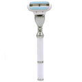 Parker Deluxe Triple Blade Razor for Women?Compatible with Gillette Venus or Gillette Mach 3 Cartridges?5.5 Inch Textured Brass Frame Handle-One Gillette Venus Cartridge Included