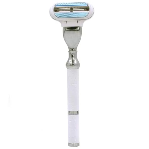Parker Deluxe Triple Blade Razor for Women?Compatible with Gillette Venus or Gillette Mach 3 Cartridges?5.5 Inch Textured Brass Frame Handle-One Gillette Venus Cartridge Included