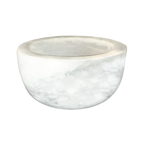 Marble Shaving Bowl£¬Handcrafted White Marble Later£¬Shaving Soap & Cream Bowl for Men£¬Lather Mug with Interior Grooves Builds a Rich.