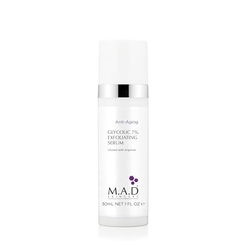 M.A.D Skincare GLYCOLIC 7% EXFOLIATING SERUM - Age-Defying Complex for Firm Skin & Elasticity | Plumps Wrinkles with Hyaluronic Acid | Hydrating Amino Acid Formula | Youthful Glow
