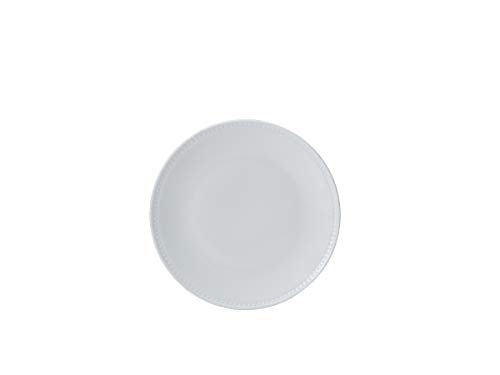 Mikasa Loria 16-Piece Dinnerware Set for 4 – White Bone China, Embossed Bead, Microwave & Dishwasher Safe (Brown Box Variant)