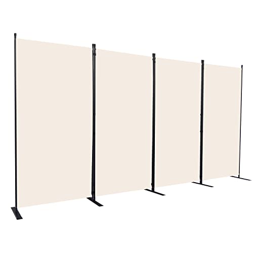 Beige 4-Panel Folding Room Divider with Wider Feet - 34" CHOSENM