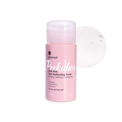 glowiest AHA PHA Gentle Exfoliating Toner for Daily Use ? Hydrating, Pore-Refining, Sensitive Skin Friendly (Peekaboo Skin Perfecting Toner)