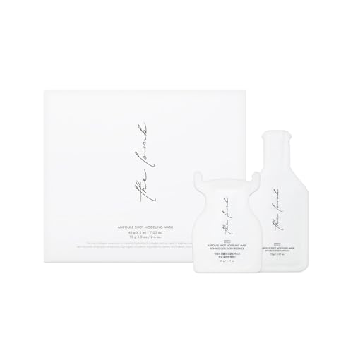 Ampoule Shot Modeling Mask - Premium Korean Rubber Mask for Soothing, Hydrating & Cooling - Professional Home Spa Facial Kit with Collagen Essence & Skin Booster Ampoule, 5 Set