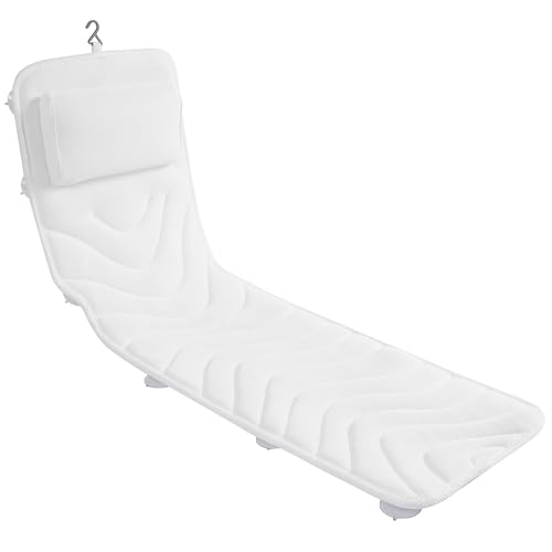 Full Body Bath Pillow for Bathtub, Non-Slip Bath Pillows for Tub, Spa Bathtub Pillow Cushion for Headrest Neck Shoulder and Back Rest Support£¬Relaxation Spa Accessories-50 x 15" (White)
