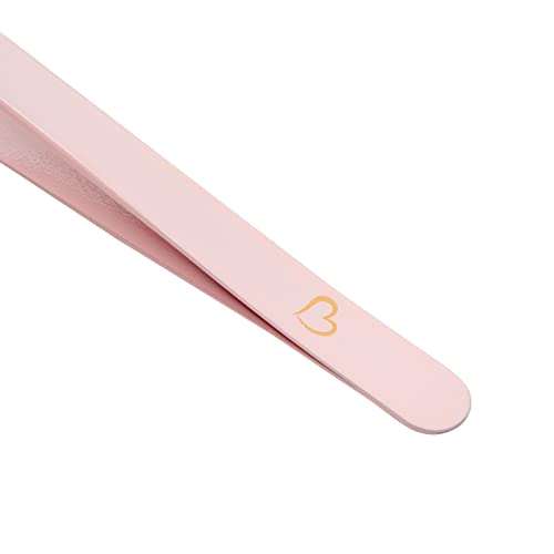Okuna Outpost Precision Lash Tweezers Set - Stainless Steel Tools for Eyelash Extension Kit - Travel Pouch & Tweezers for Lash Extensions with Case - 6pc Light Pink