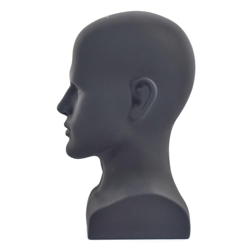 PVC Male Mannequin Head for Display and Training - Black, Variation L90yh