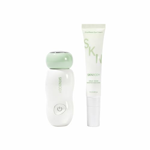 SKNBODY CryoReset¢â Eye Duo System Cryotherapy Cooling + SonicTap¢â Eye Wand and Eye Cream Set, Under Eye Massager with Gentle Vibration, Refreshes Tired Eyes and Helps Reduce Puffiness