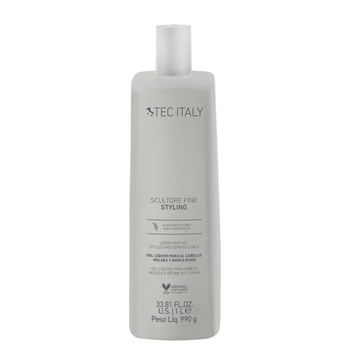 Tec Italy Scultore Fine Liquid Hair Gel for Curly Hair, Lightweight, Non-Sticky, Enhances Curl Definition & Shine, 33.8 fl oz (1 L)