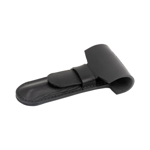 MERKUR Black Leather Razor Case ? Vegetable-Tanned Cowhide, Precision Fit for Safety Razors up to 110 mm, Protective Travel Cover, Made in Germany