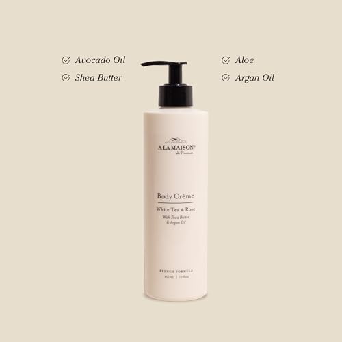 A LA MAISON Body Cr?me ? White Tea & Rose ? Shea Butter Body Lotion with Argan & Avocado Oils ? Rich, Nourishing French Formula for Dry Skin ? 12 oz ? Amber Collection