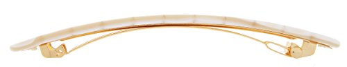 France Luxe Alba Scalloped Long Skinny Hair Barrette - Elegant Pearl Finish