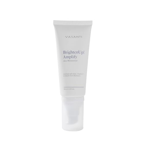 VASANTI Brighten Up New Skin Amplifying Moisturizer - Enriched with Aloe, Vitamin C, and Arbutin from Bearberry Leaves - Hydrates Moisturize Softens Brightens Skin - Full Size (2.03 fl. oz.)