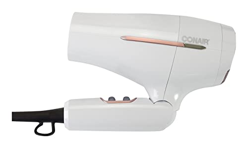 Conair White Travel Hair Dryer - Foldable, Double Ceramic, 1875W, Compact
