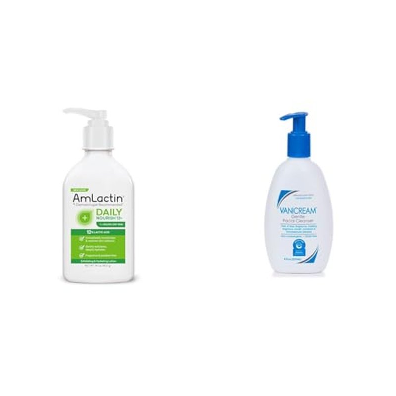 AmLactin Daily Nourish 12% - 14.1 oz Body Lotion and Vanicream Gentle Facial Cleanser - 8 fl oz