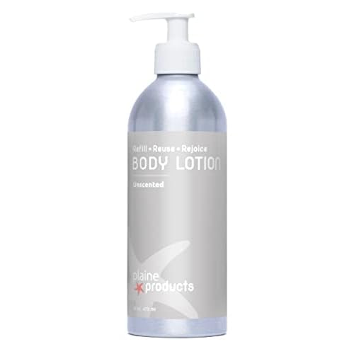 Plaine Products Eco-Friendly Lotion - Unscented - Sulfate/Paraben/Phthalate Free, 16oz (Refillable Aluminum Bottle with Pump)