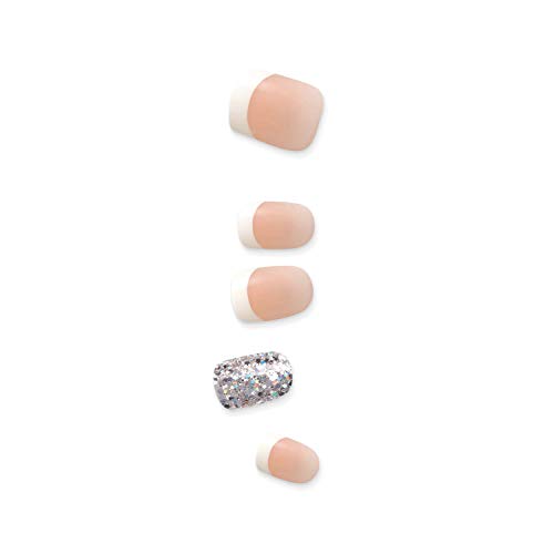KISS imPRESS Press-On Manicure, Nail Kit, PureFit Technology, Short Press-On Nails, 'Time Slip', Includes Prep Pad, Mini Nail File, Cuticle Stick, and 30 Fake Nails