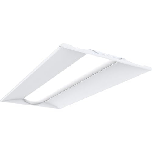 LED Troffer Light 2x4 Fixture with Adjustable Lumens & CCT - 4000-6000 Lumens, White, No Battery Backup