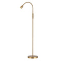 Adjustable LED Floor Lamp with Dimmable Spotlight - Antique Brass