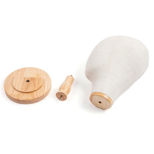 White Wooden Mannequin Head Stand with Detachable Base and Canvas Wig Display Model W1